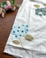 T244 Beige Floral Linen Kurta