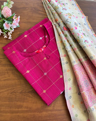 T127 Pink Mix n Match Kurta set (Top-Dupatta)