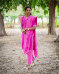 T041 Gulabi handloom cotton kurta set