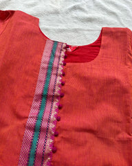 T056 Orange Pink South Cotton Kurta Set