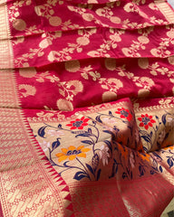 T092 Rani Pink - 2 Banaras Cotton Kurta Set