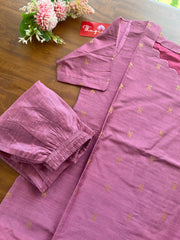 T132 READY TO DISPATCH Mauve Rose Slub Silk Top-Pant