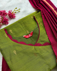 T059 Green Slub Silk Kurta Set