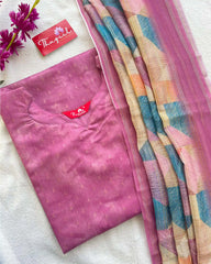 T034 Purple Pink Chanderi Silk Kurta Set