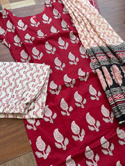T355 Tharika - Cotton Hand-block Printed Kurta Set