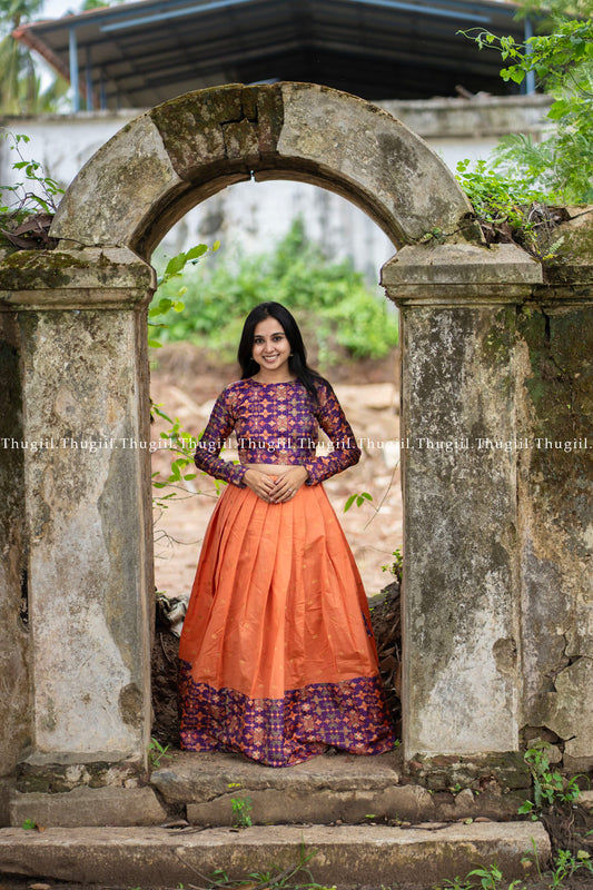 T501 Indhu (Orange) - Top & Skirt / Maxi