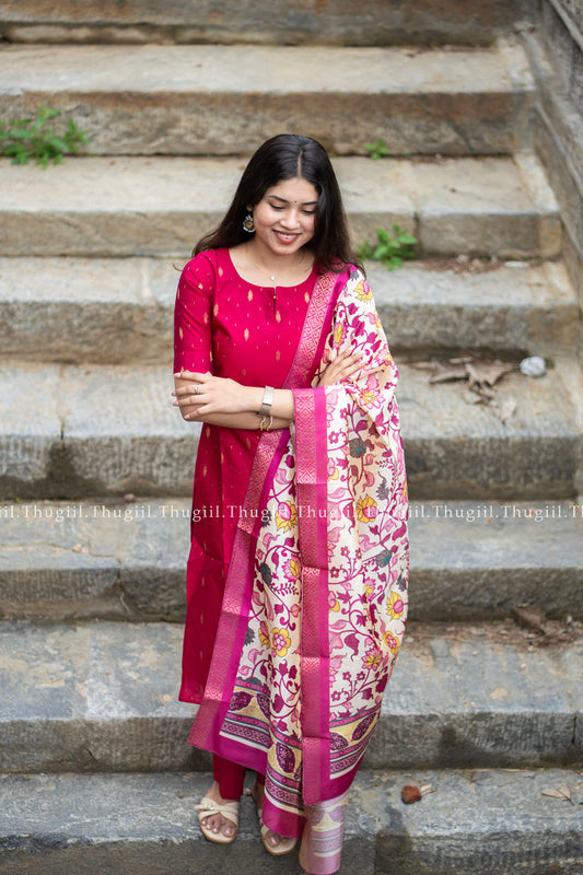 T477 Indira (Rani Pink) - Kurta Set