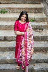 T477 Indira (Rani Pink) - Kurta Set