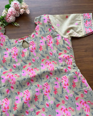 T102 Banaras cotton kurta set (Top-Dupatta)