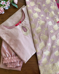 T167 Rose Gold Soft Silk Kurta Set