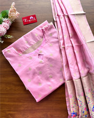 T200 Gulabi Banaras ArtSilk Kurta Set (Top-Dupatta)