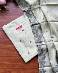T300 Silver Mist Kurta Set (Top-Dupatta)