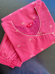 T068 2 in 1 Peach Handloom Soft Cotton Kurta Set