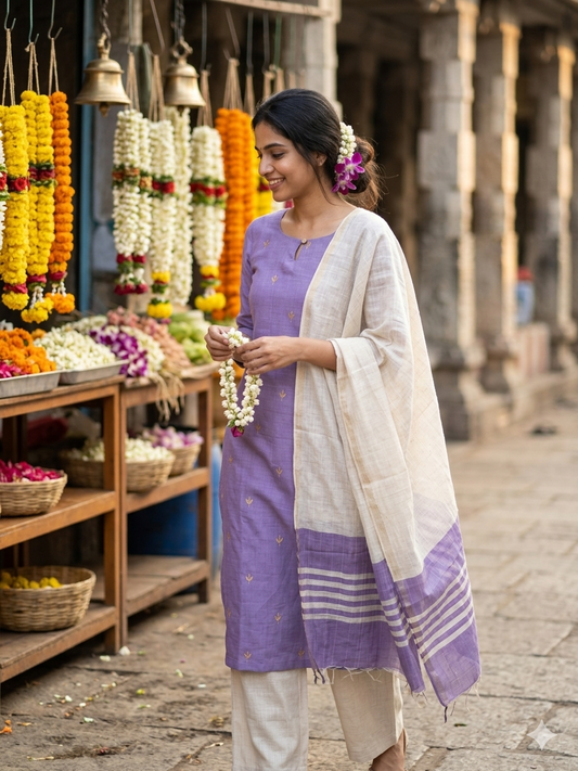 T314 Lilac Aura Kurta Set