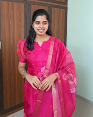 T036 Pink Organza Kurta Set