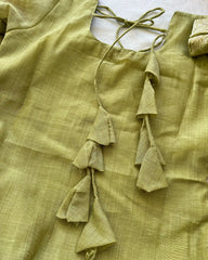 T049 LUXE Green jute silk kurta set (Top-Dupatta)