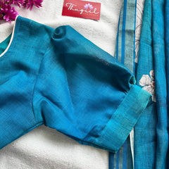 T053 Peacock linen kurta set