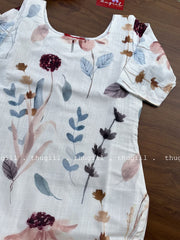 T293 Floral Soft Linen Kurta