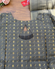 T269 Smoky Grey Kurta Set (Top - Dupatta)