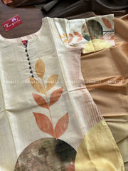 T307 Golden Leaf Kurta Set (Top-Dupatta)