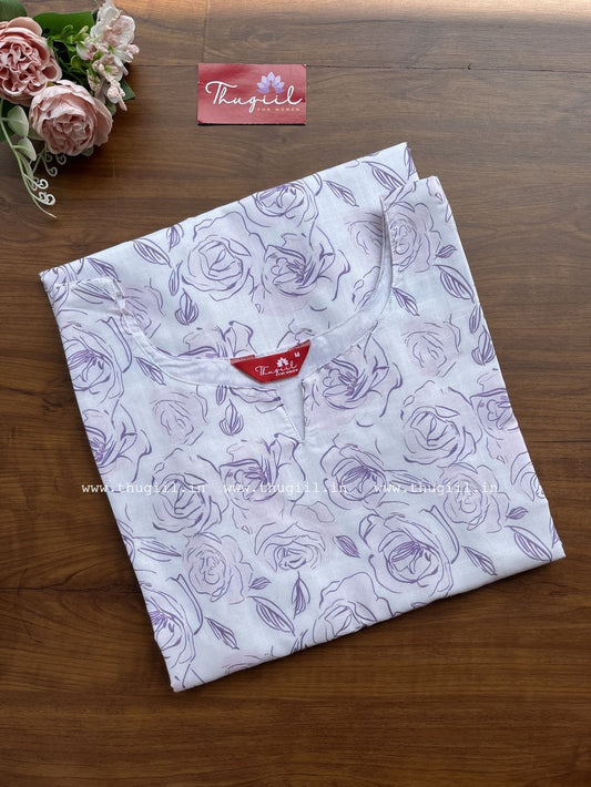 T310 Floral Soft Linen Kurta