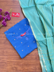 T317 Royal Blue Silk Kurta Set (Top-Dupatta)