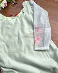 T213 Sage Blush Grace Kurta Set (Top-Dupatta )