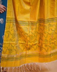 T203 Teal Gold Elegance Kurta Set (Top - Dupatta)