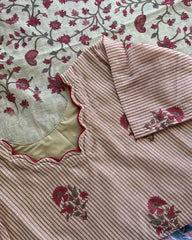 T079 Luxe - Red Chanderi - Floral jecard kurta set