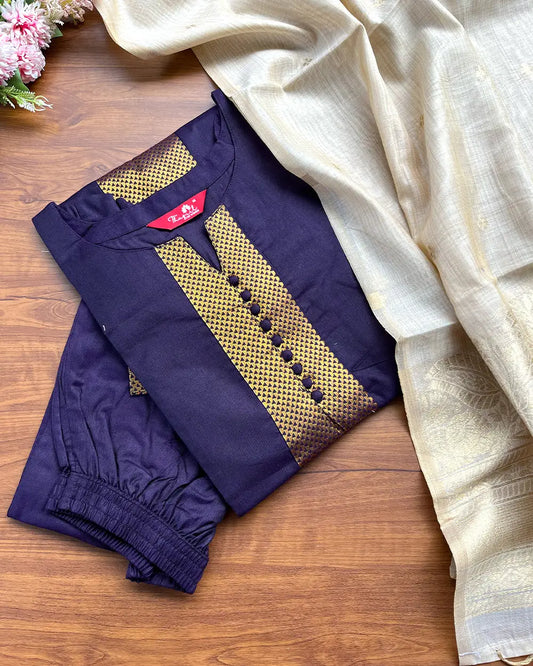T232 Ready to Dispatch - Dark Violet Handloom Cotton Kurta Set