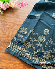 T203 Teal Gold Elegance Kurta Set (Top - Dupatta)