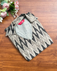 T214 Grey Chanderi Kurta