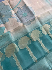 T077 Turquoise Soft Tissue Silk Kurta Set