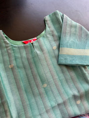 T077 Turquoise Soft Tissue Silk Kurta Set