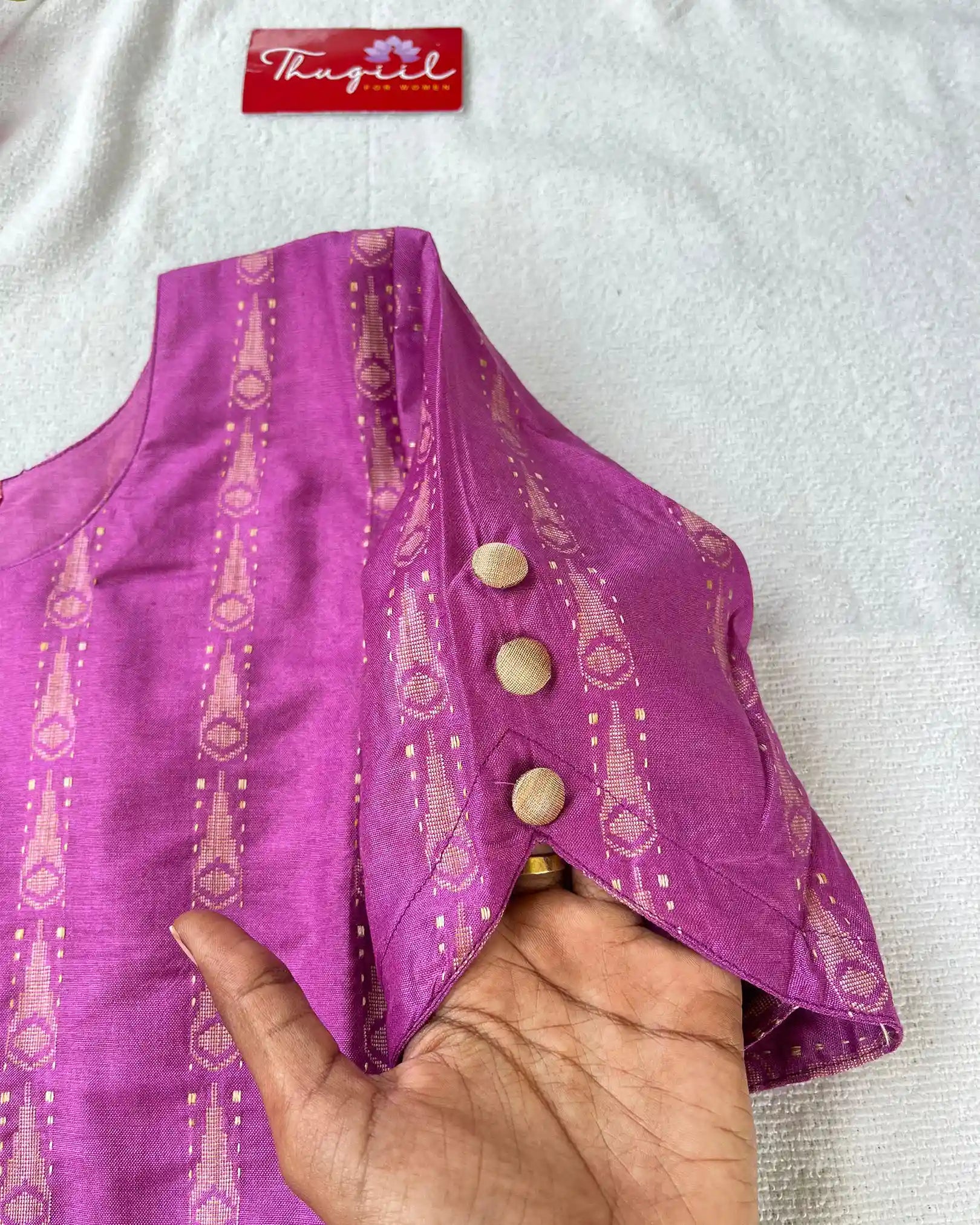 T023 Pink Purple katan silk kurta set