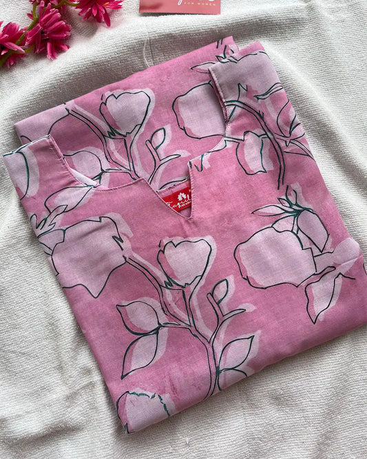 T003 Baby Pink cotton kurta