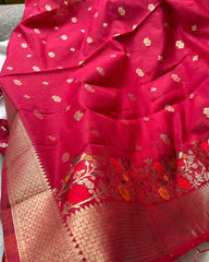 T024 Rani pink banarasi cotton kurta set (Pre order 10-15 days)