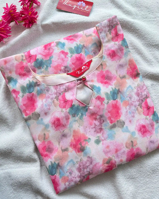 T006 Floral linen - Cotton Kurta