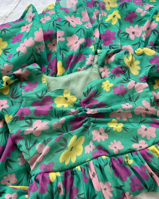 AS103 Green Two Layered Dress