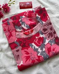 T016 Pink floral kurta