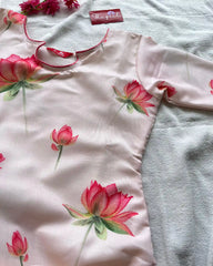 T014 Lotus Printed Linen kurta