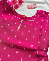 T018 Pink Slub Silk Kurta Set