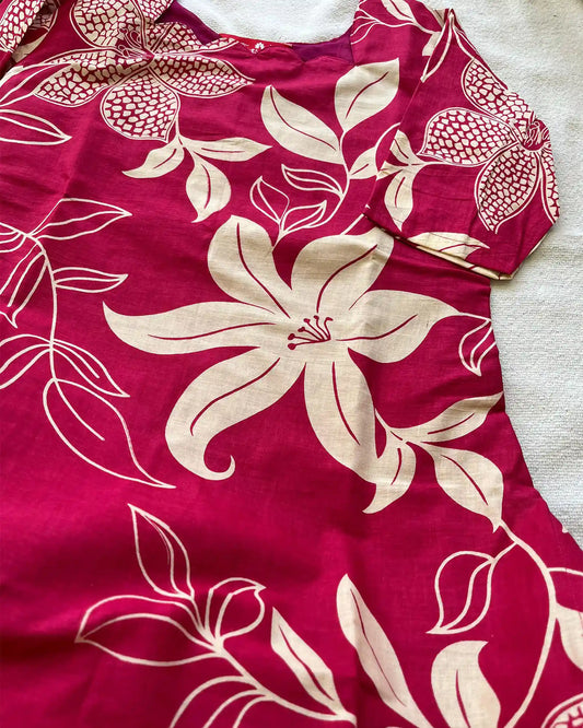 T010 Magenta pure cotton kurta set