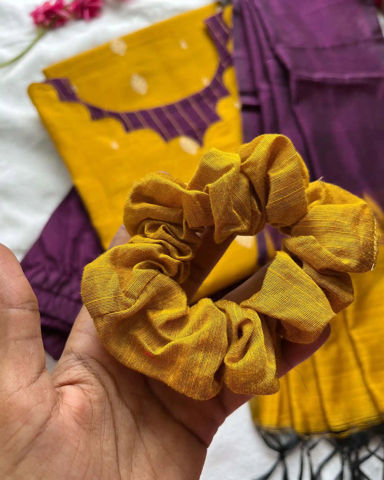 T032 Marigold slub silk kurta set