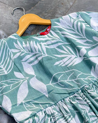 T028 Sea green cotton peplum top