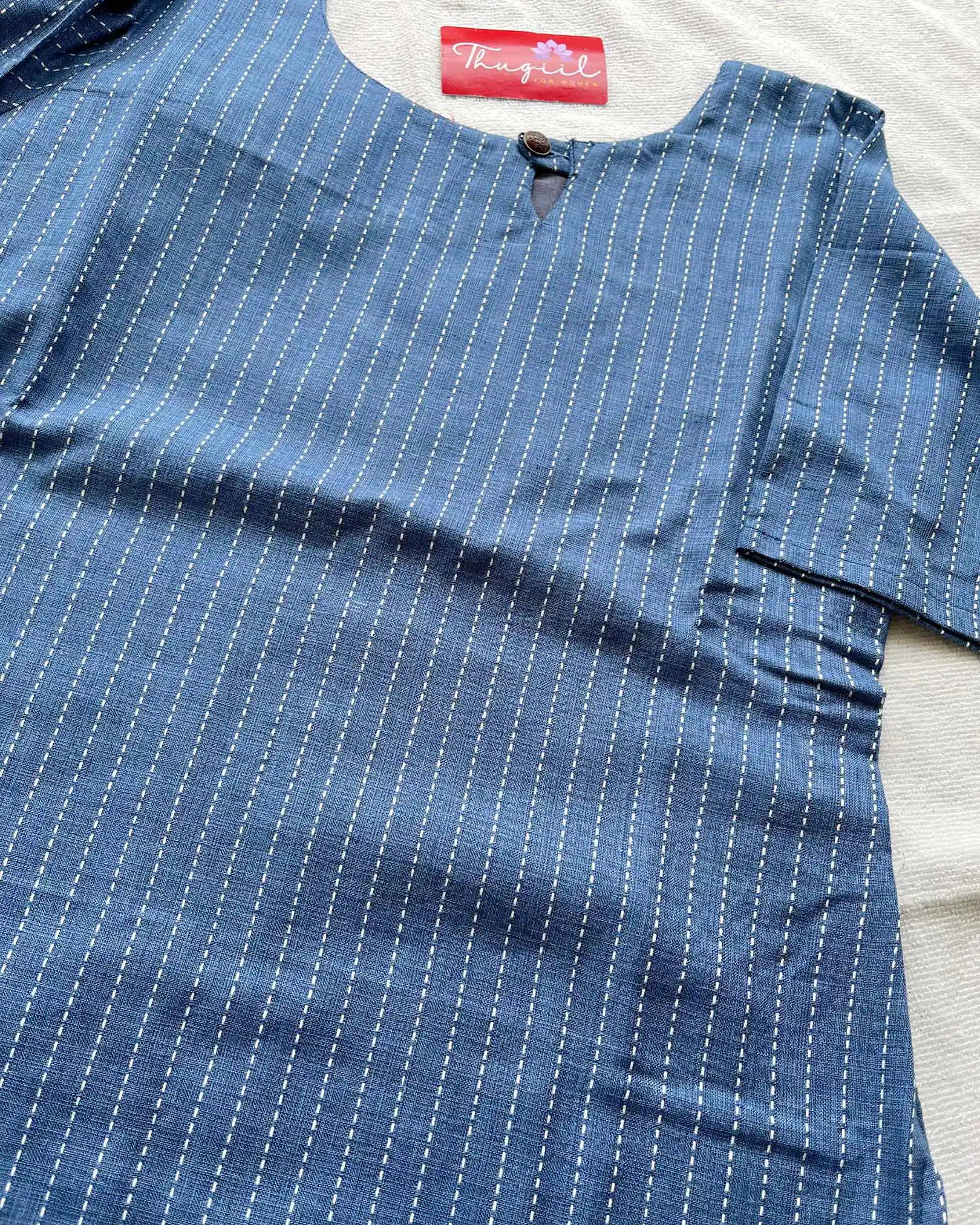 T005 Blue handloom cotton kurta