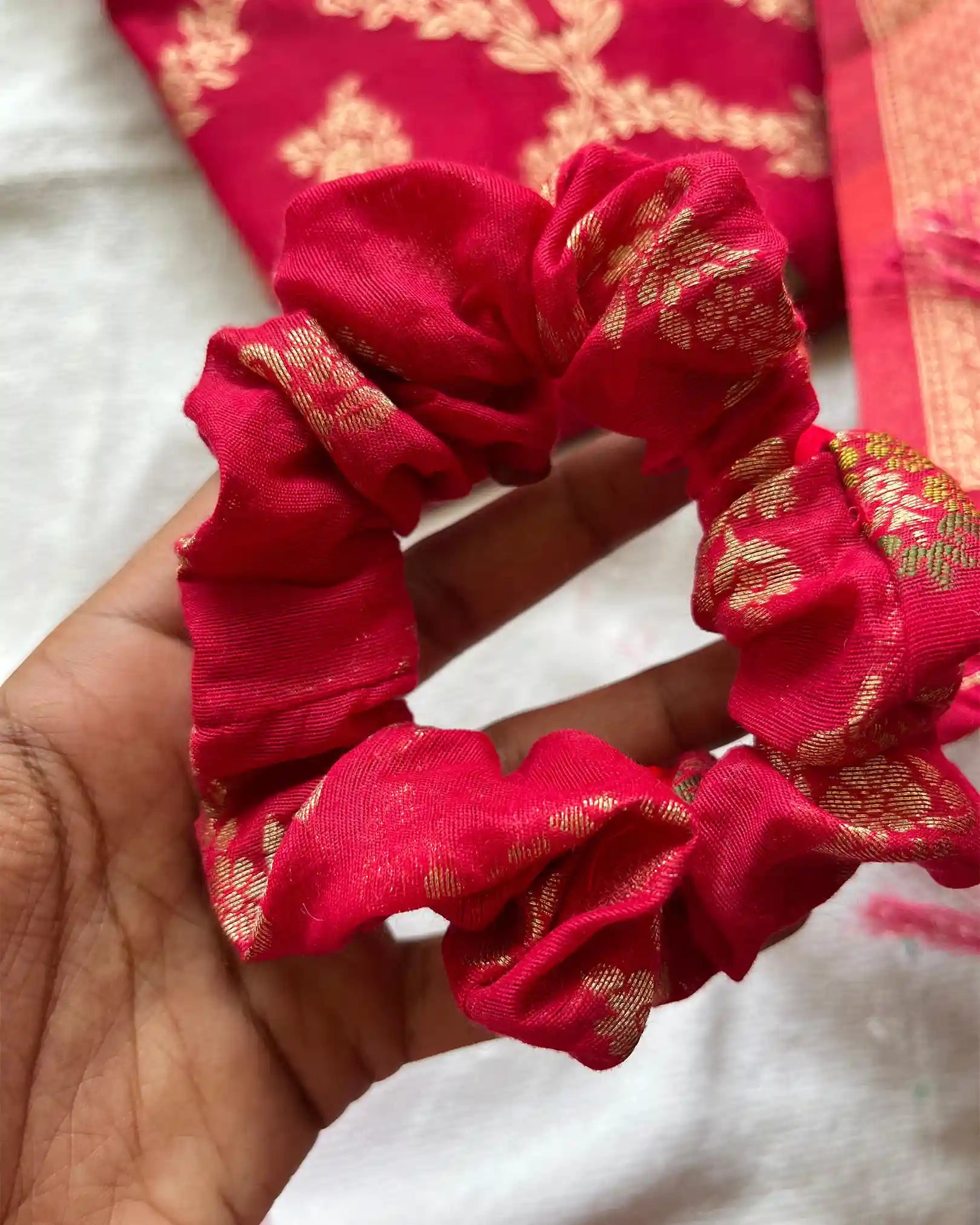 T024 Rani pink banarasi cotton kurta set (Pre order 10-15 days)