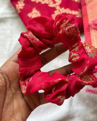 T024 Rani pink banarasi cotton kurta set (Pre order 10-15 days)