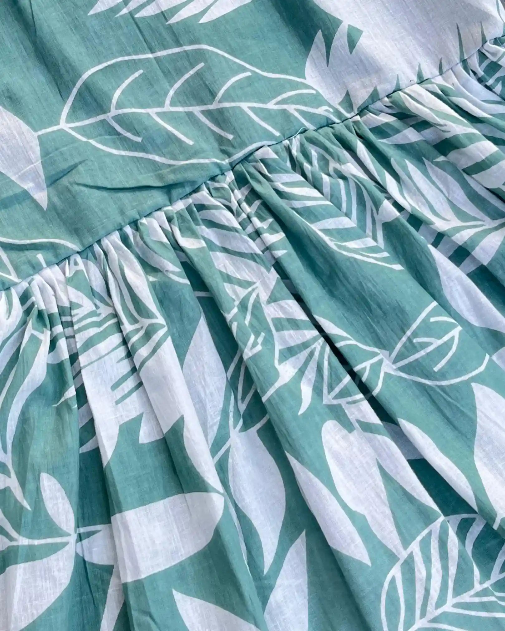 T028 Sea green cotton peplum top