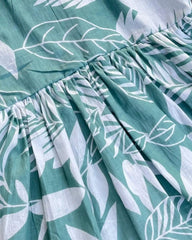 T028 Sea green cotton peplum top